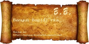 Benyus Boglárka névjegykártya